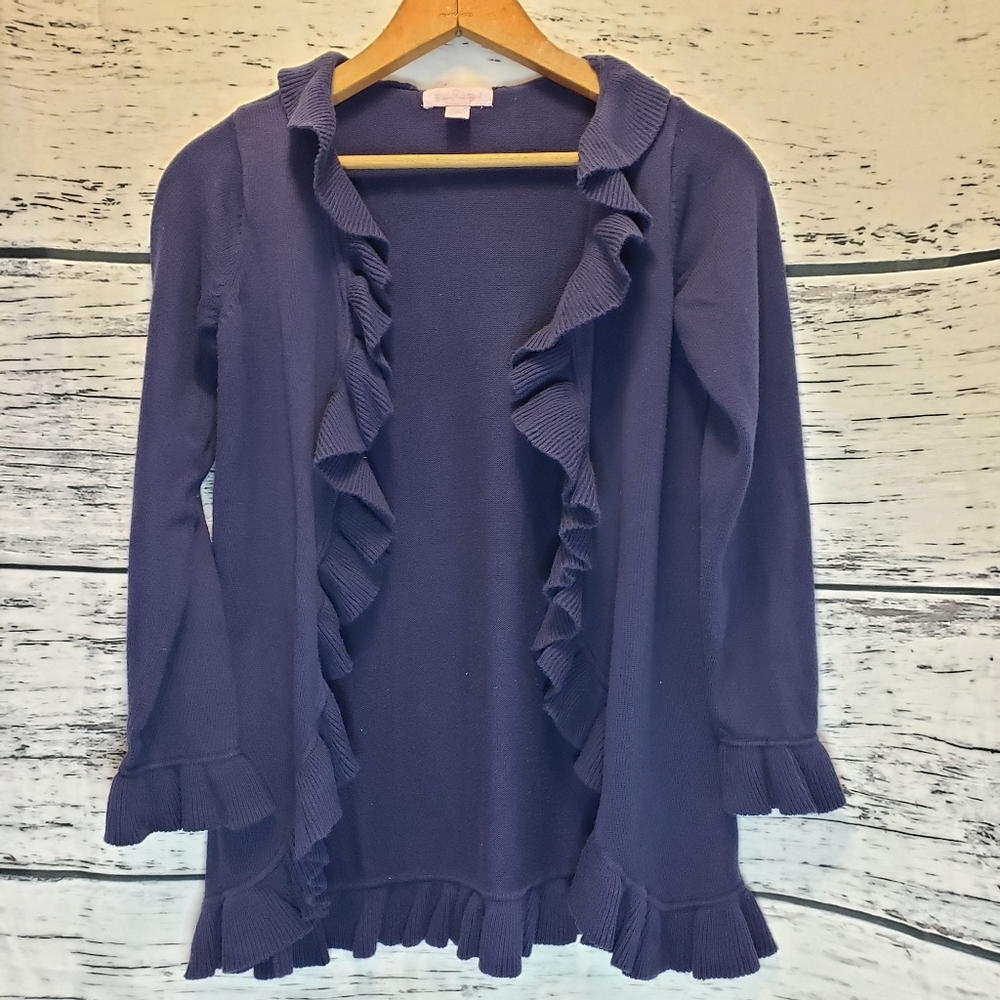 Lilly Pulitzer Blue Ruffle Cardigan